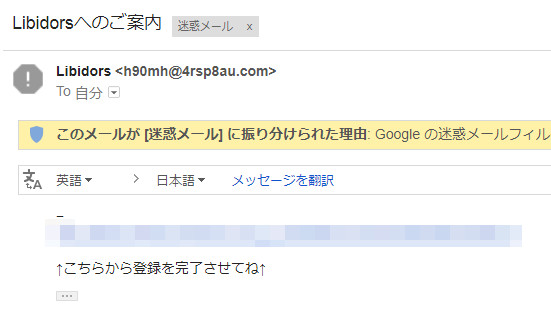 出会い系・詐欺サイト Libidorsの登録メール