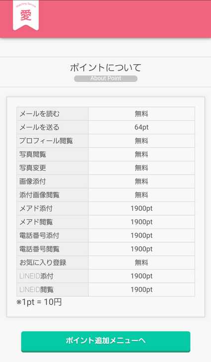 悪質出会い系サイト 愛(あい)の料金表