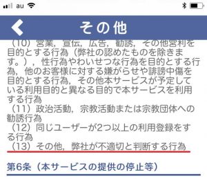 悪質出会い系アプリ「婚活×婚活」の利用規約1
