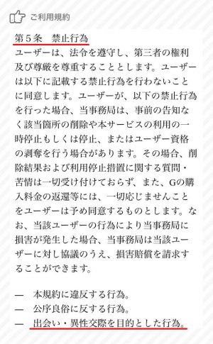 悪質出会い系アプリ「ダレログ(darelog)」の利用規約2