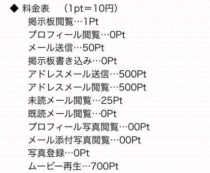 悪質出会い系サイト Angel(エンジェル)の料金表