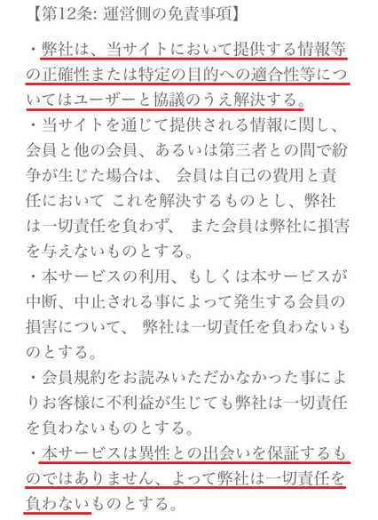 悪質出会い系サイト SNS(エスエヌエス)の利用規約4