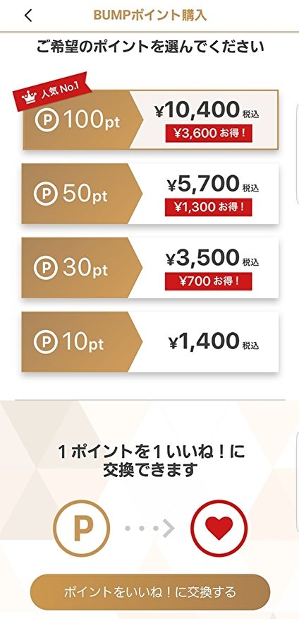 悪質出会い系アプリ「BUMP(app)」の料金表画像