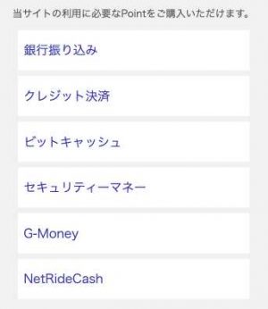 支払い方法のスクリーンショット