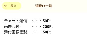 消費ポイント一覧画面のスクリーンショット