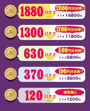 バナナ購入画面のスクリーンショット