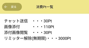 消費ポイント一覧のスクリーンショット