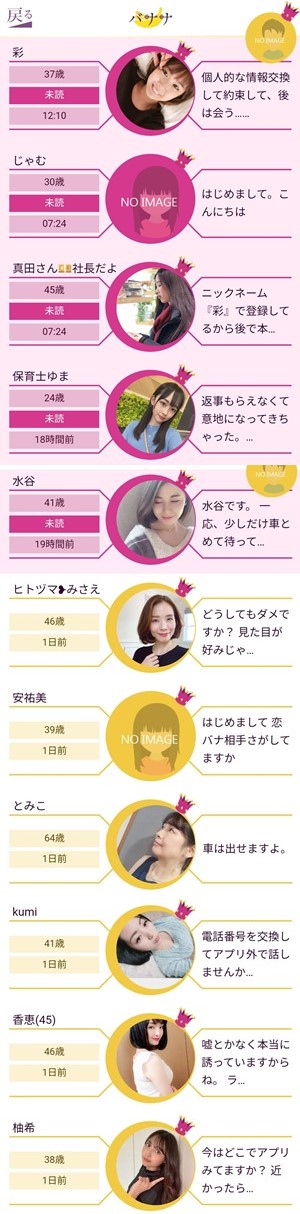 メッセージ一覧のスクリーンショット