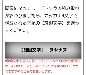 カタカナ4文字を送信するよう指示するメッセージ