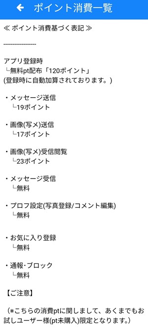 ポイント消費一覧画面のスクリーンショット