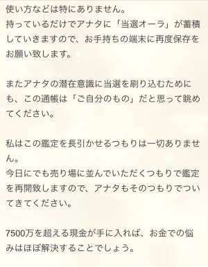 偽鑑定師からのメッセージの一部