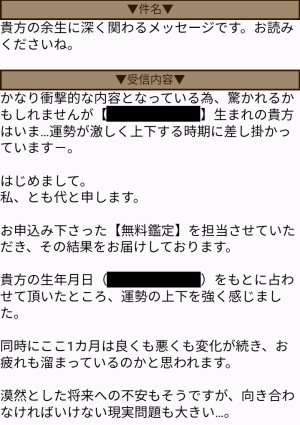 偽鑑定師からのメッセージの一部