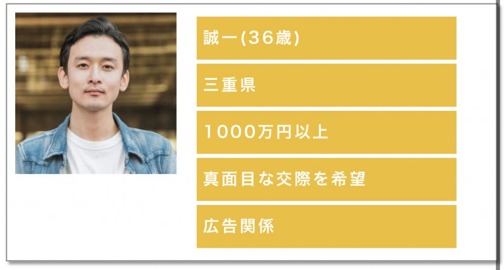 誠一（36歳）三重県1000万円以上真面目な交際を希望広告関係