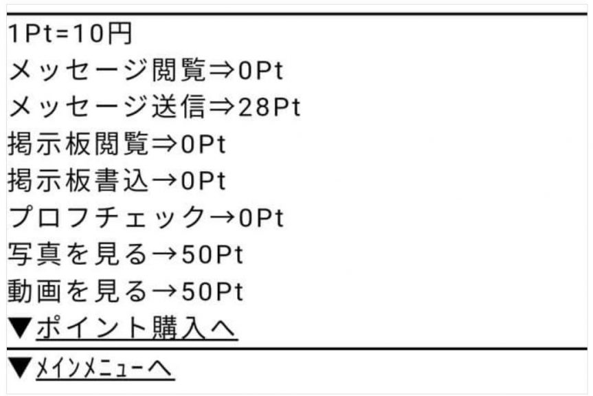 料金表のスクリーンショット