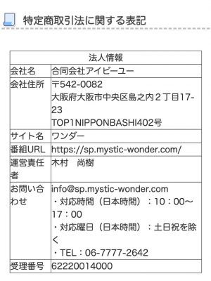 特定商取引法に関する表記